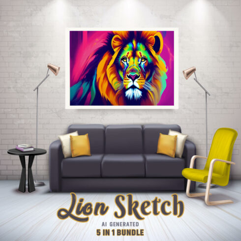 Free Creative & Cute Lion Watercolor Painting Art Vol 05 cover image.