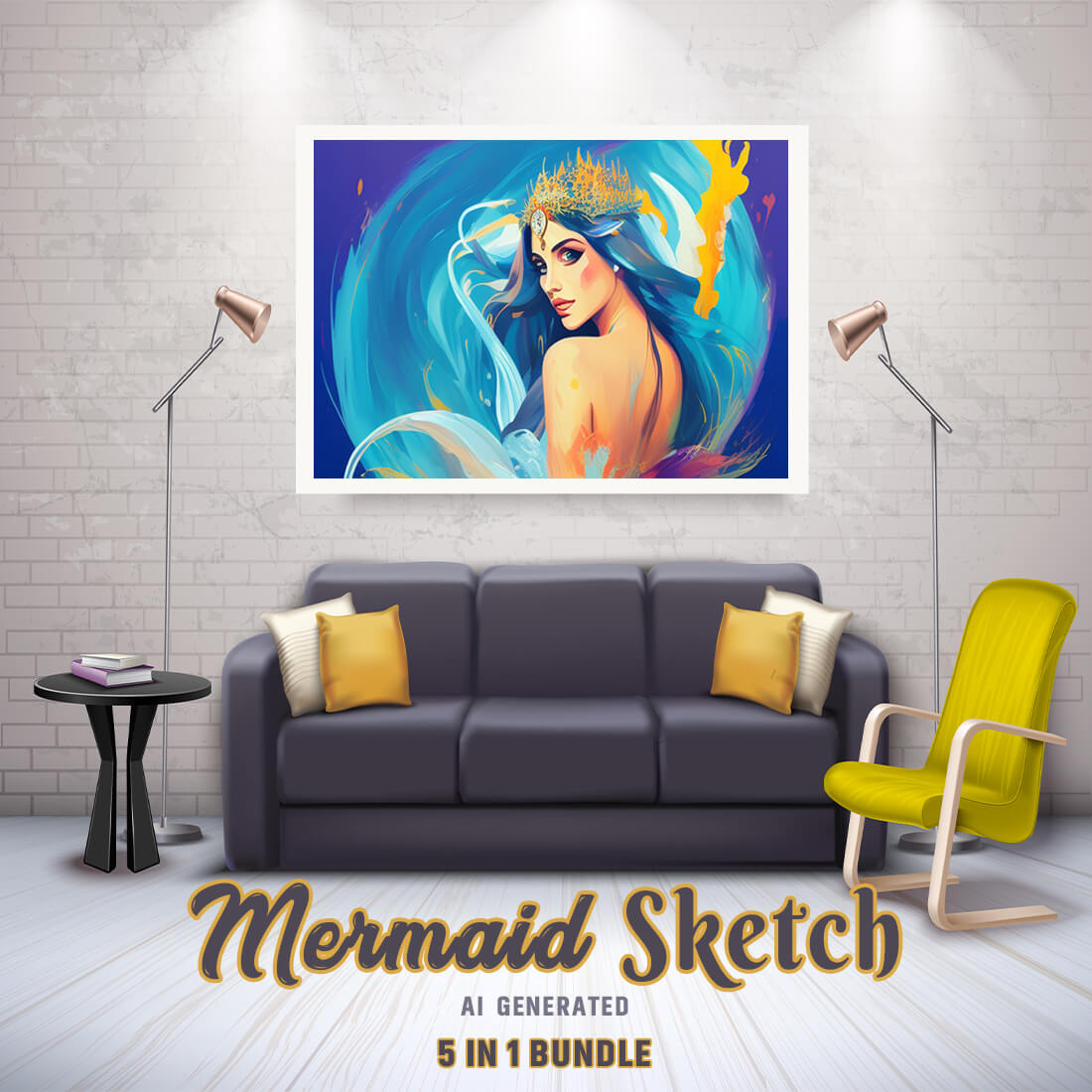 Free Creative & Cute Mermaid Watercolor Painting Art Vol 07 cover image.