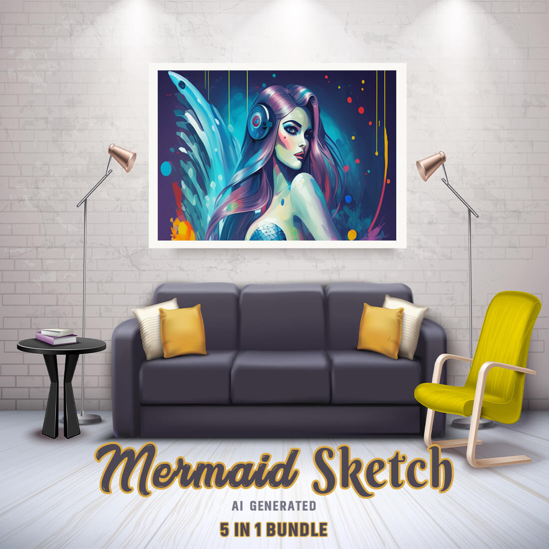 Free Creative & Cute Mermaid Watercolor Painting Art Vol 06 cover image.