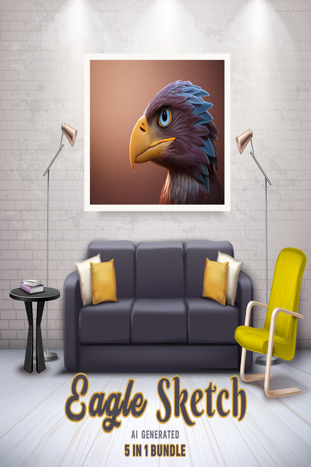 Free Creative & Cute Eagle Watercolor Painting Art Vol 14 pinterest preview image.