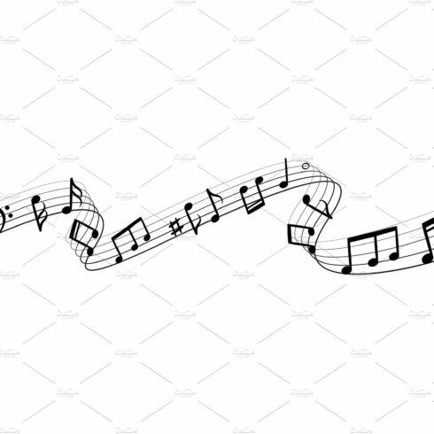 Music notes silhouettes. Musical cover image.