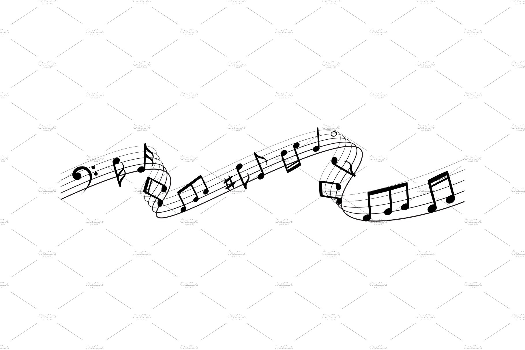 Music notes silhouettes. Musical cover image.