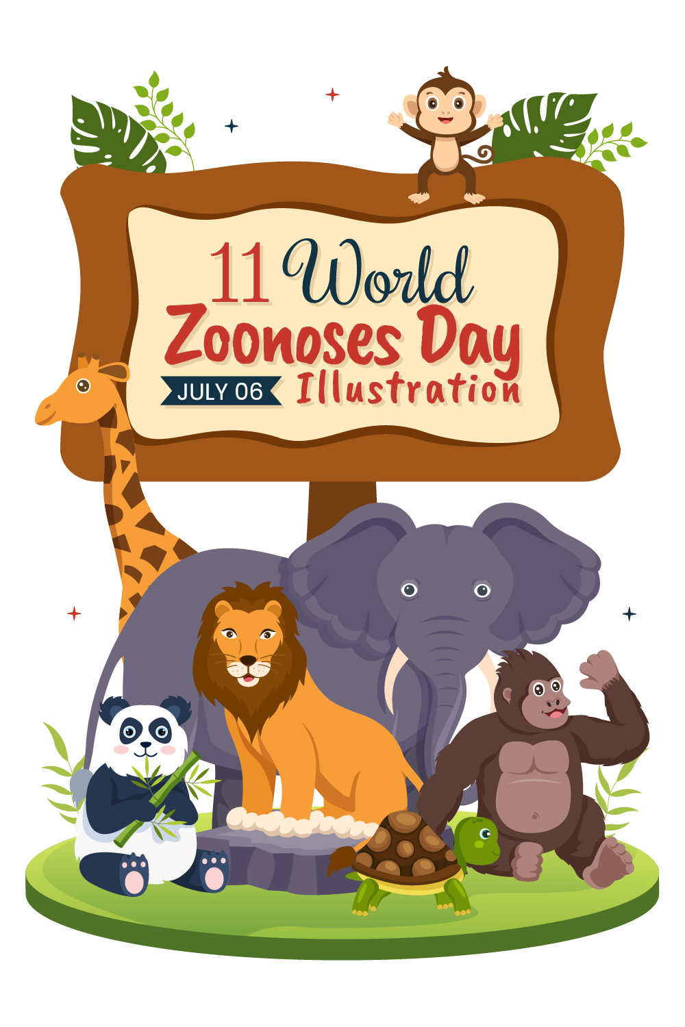 11 World Zoonoses Day Vector Illustration pinterest preview image.