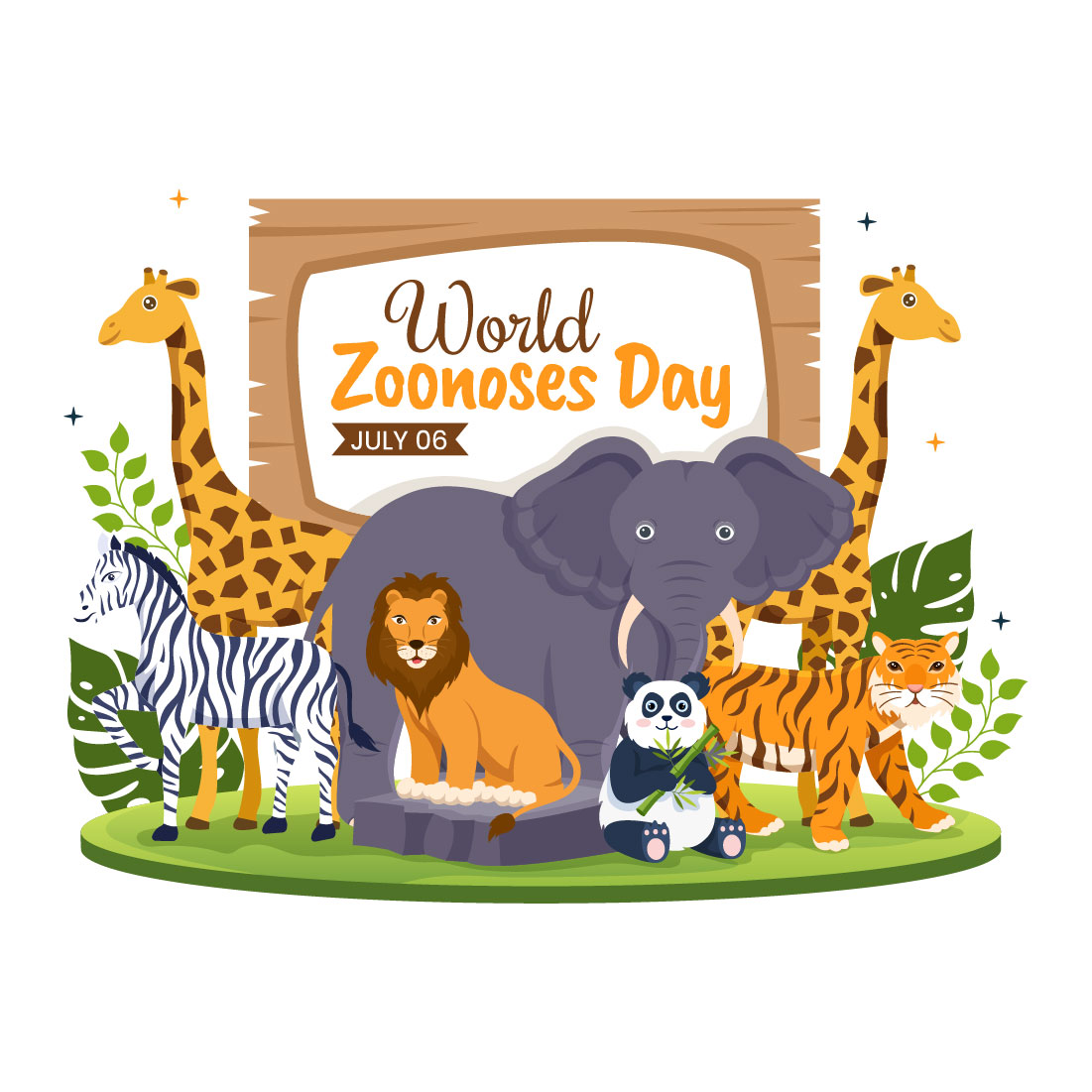 11 World Zoonoses Day Vector Illustration preview image.