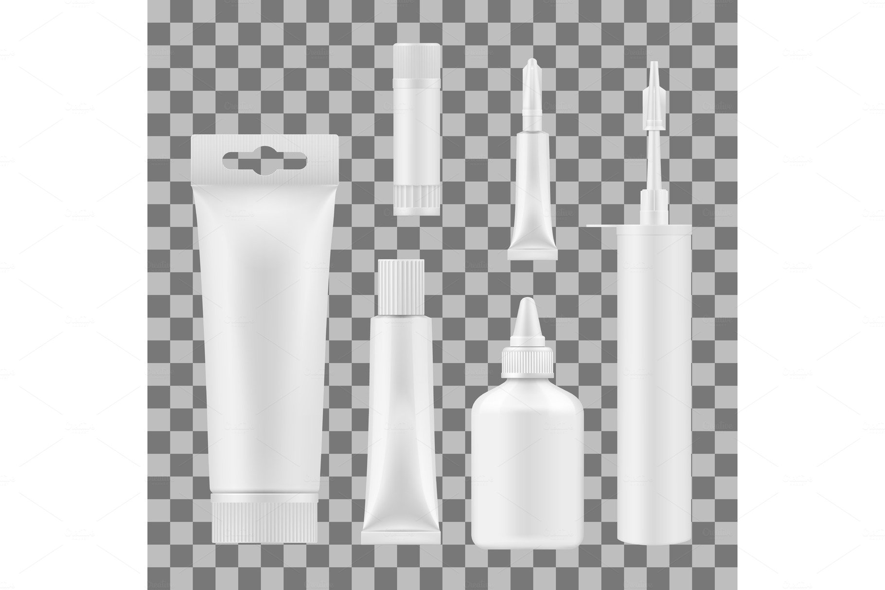 Glue package mockups with tube cover image.