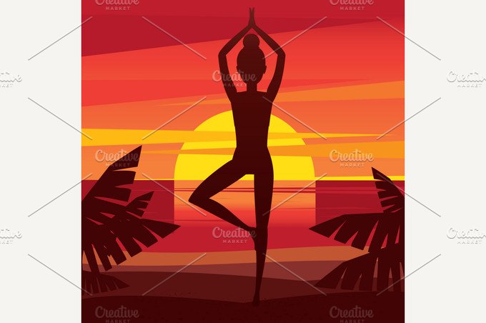 Girl meditating on the coast at sunset cover image.