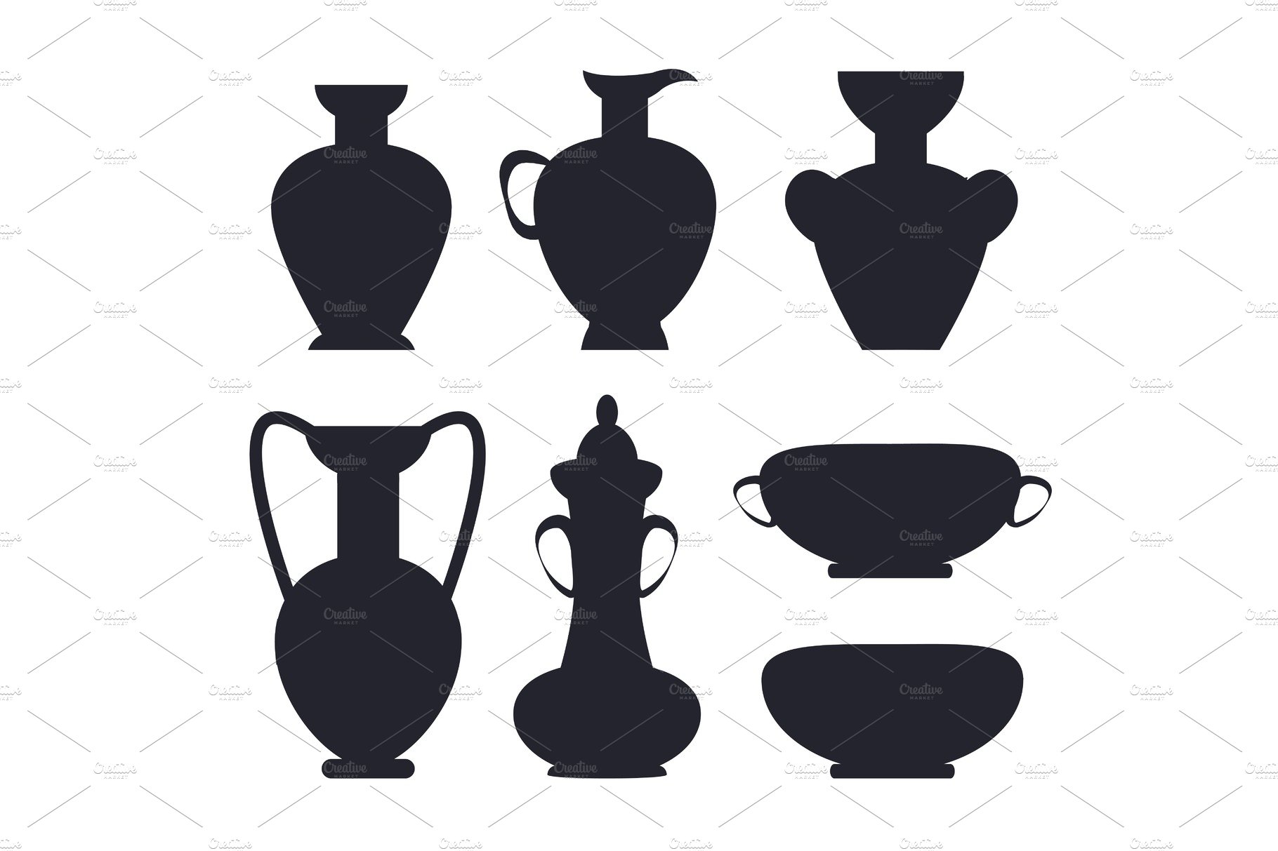 Ancient Vases Black Silhouettes cover image.