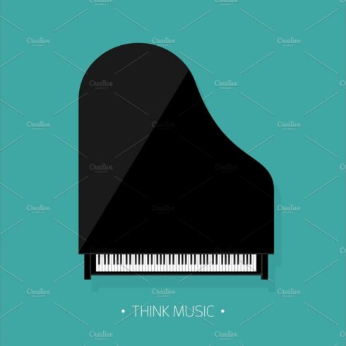 Vector illustration. Musical flat background. Piano key, keyboard. Melody. ... cover image.