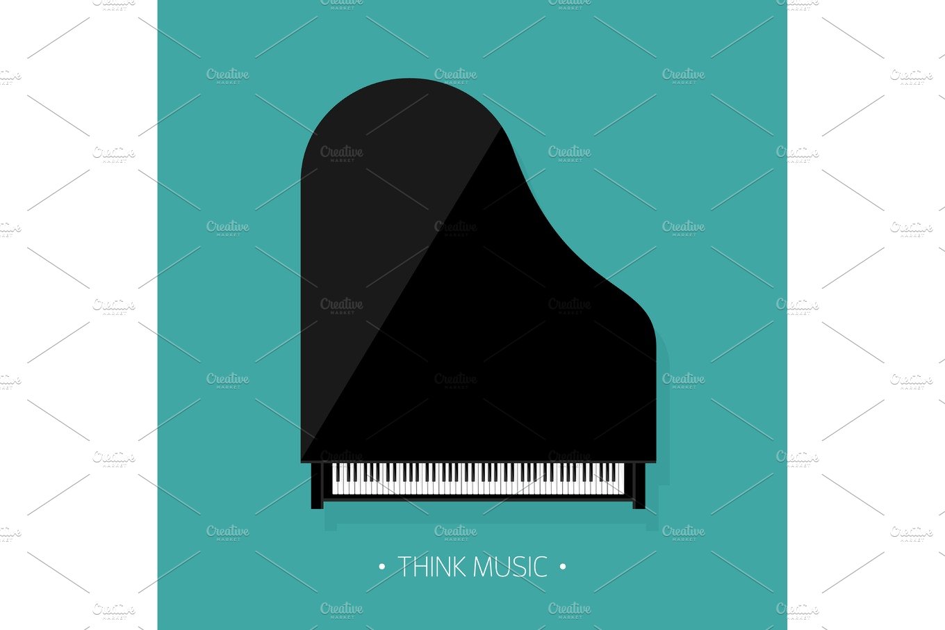 Vector illustration. Musical flat background. Piano key, keyboard. Melody. ... cover image.