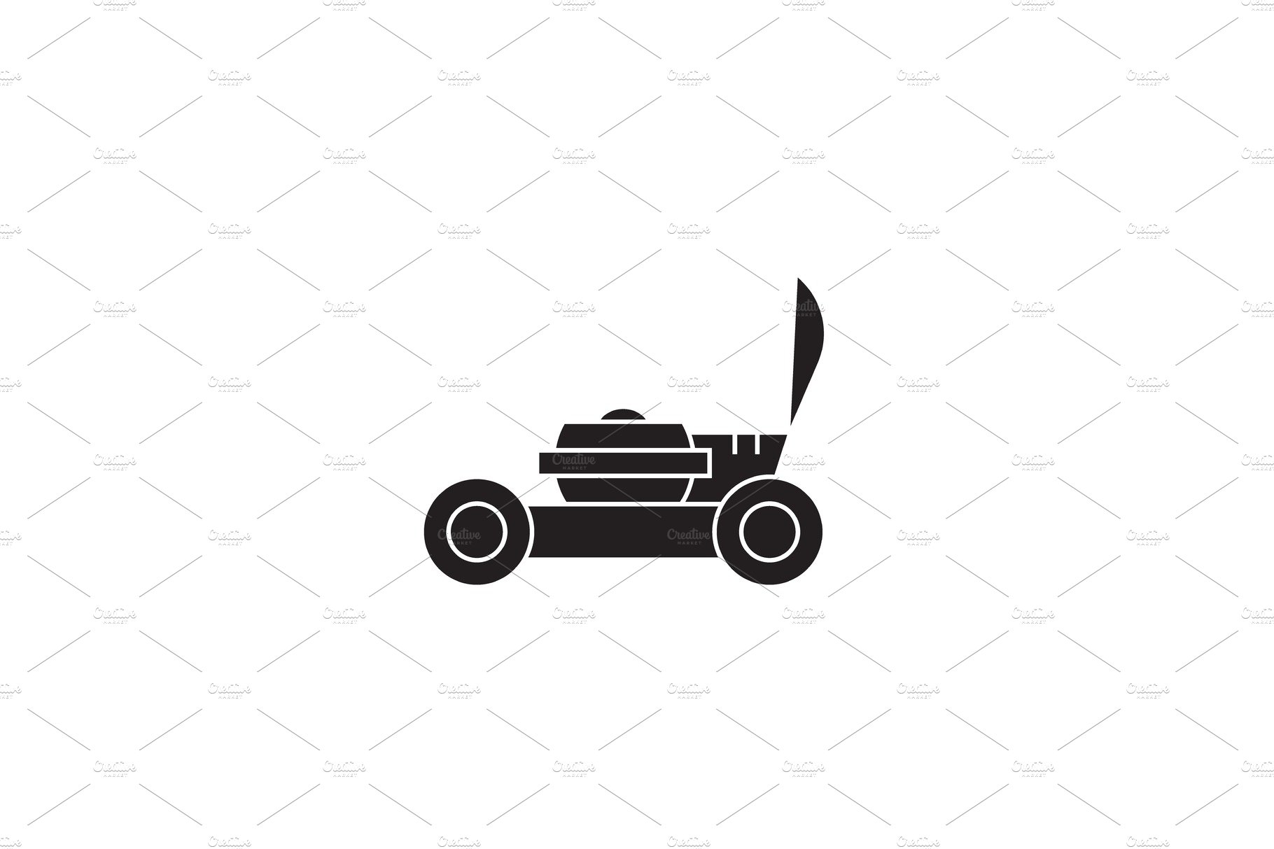 Garden lawnmover black vector cover image.