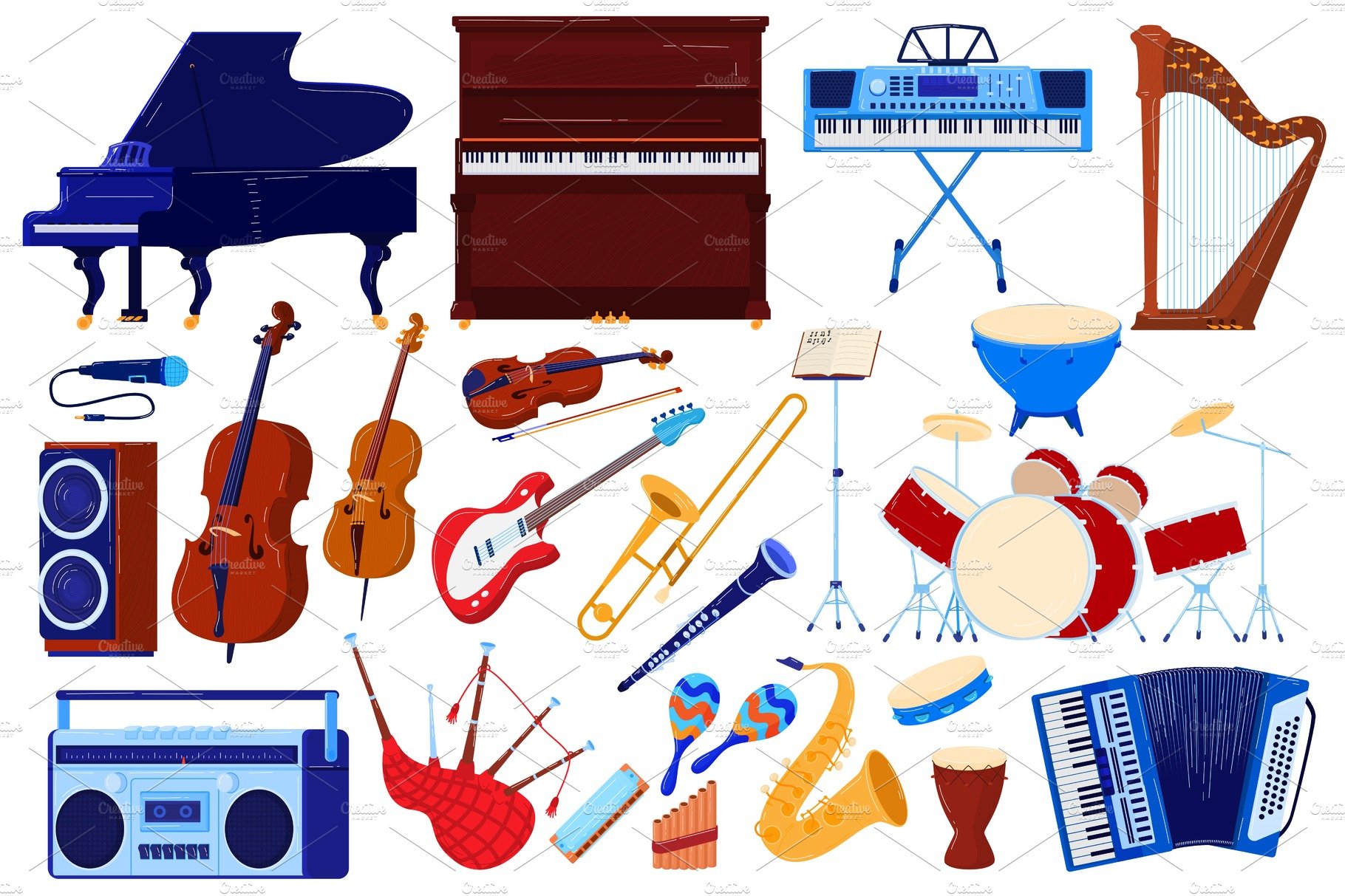 Acoustic music instrument, orchestra cover image.