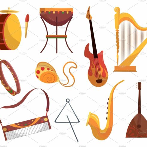 Set various musical instruments cover image.