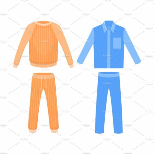 Blue and orange sleepwear. Vector cartoon illustration cover image.