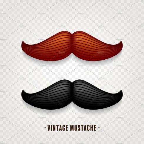 Mustache isolated on white. Black cover image.