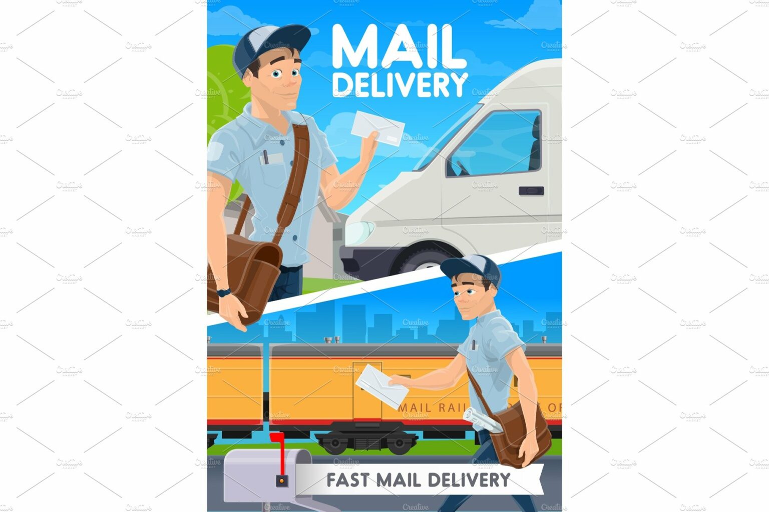 Express mail delivery, postman MasterBundles