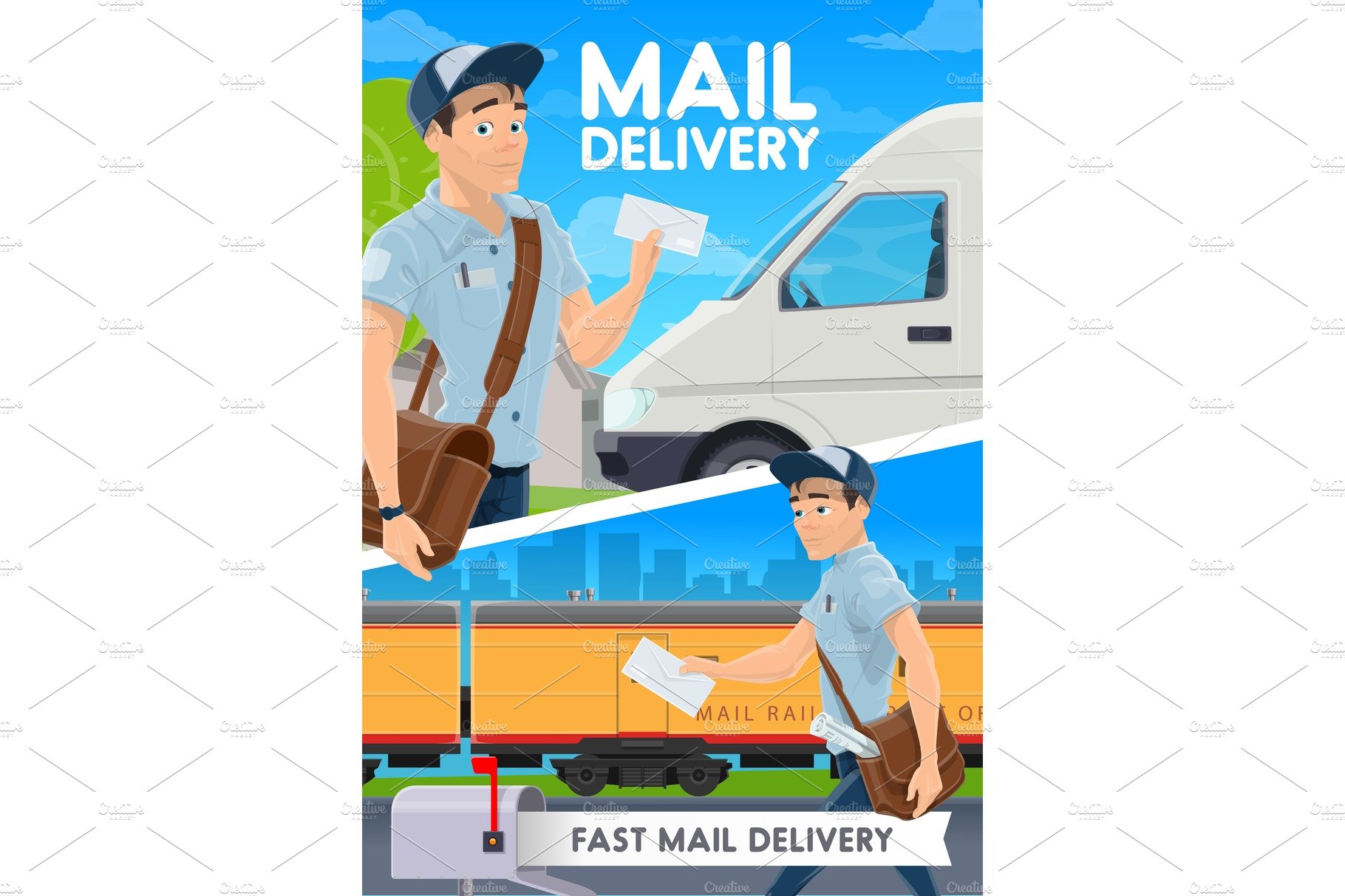 Express mail delivery, postman cover image.