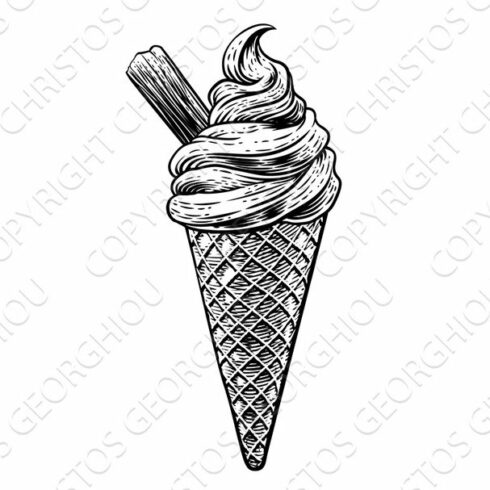 Ice Cream Cone Vintage Woodcut cover image.