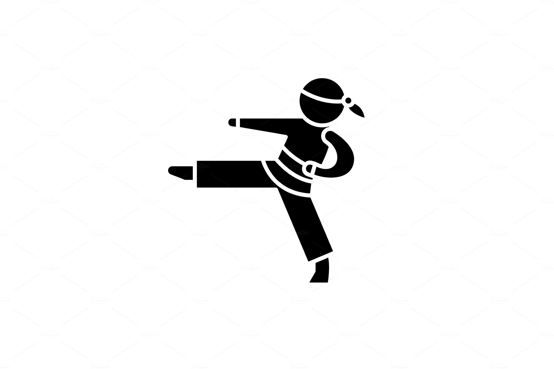 Karate black icon, vector sign on cover image.