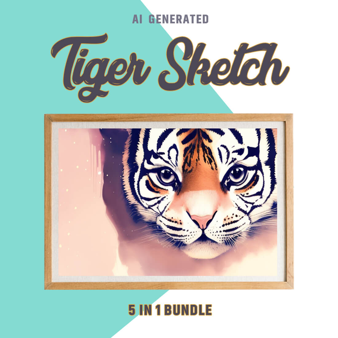 Free Creative & Cute Tiger Watercolor Painting Art Vol 13 preview image.