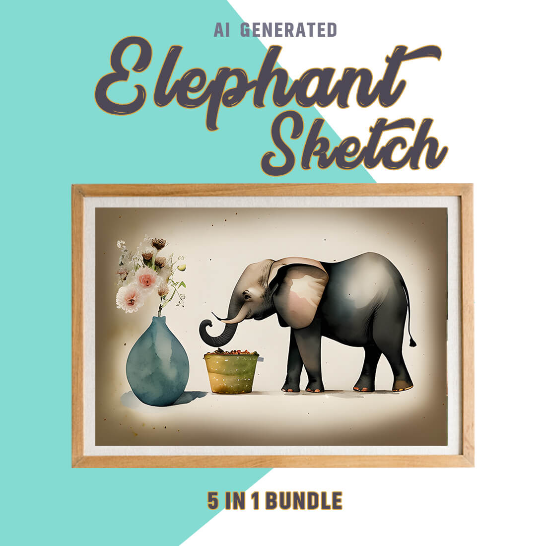 Free Creative & Cute Elephant Watercolor Painting Art Vol 3 preview image.