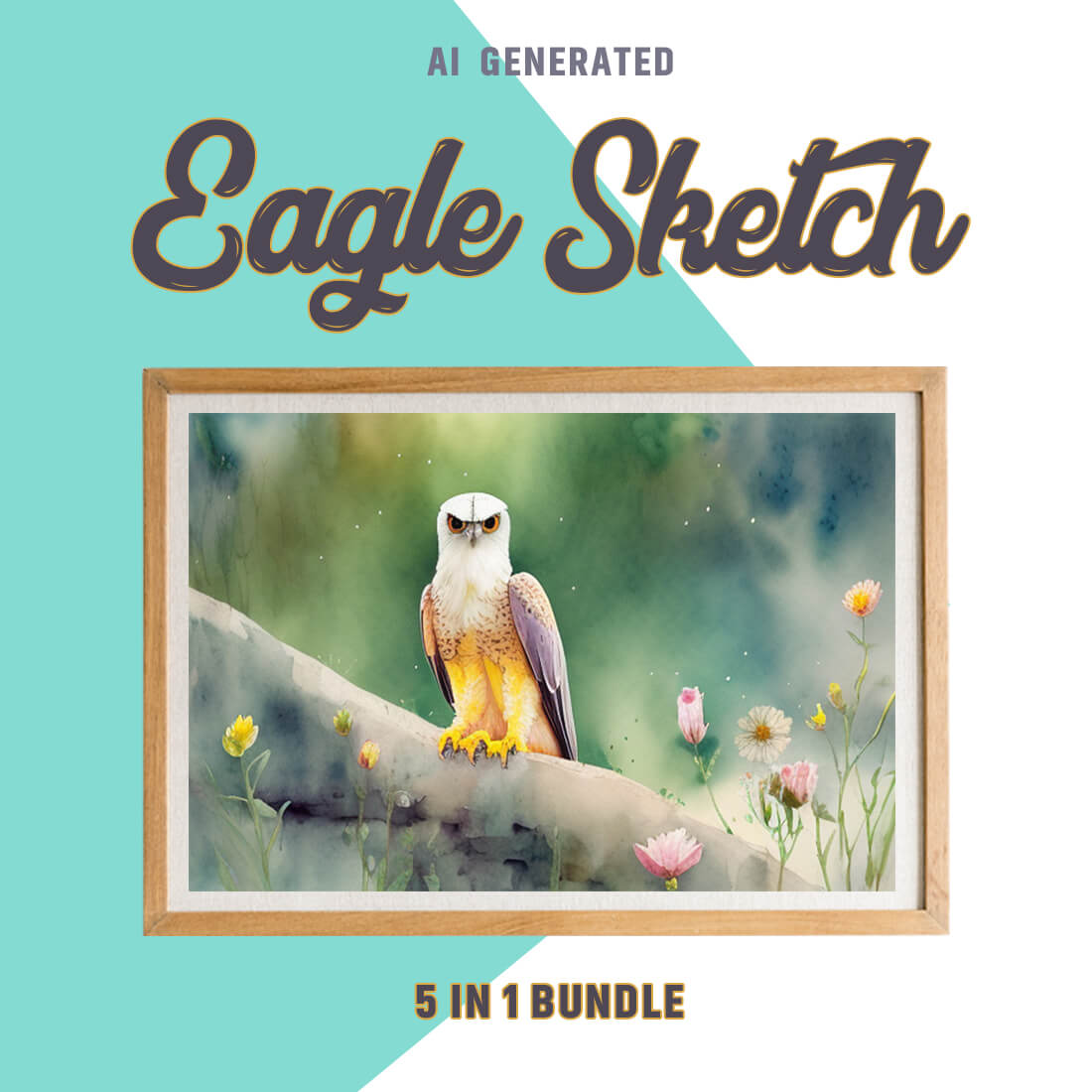 Free Creative & Cute Eagle Watercolor Painting Art Vol 11 preview image.