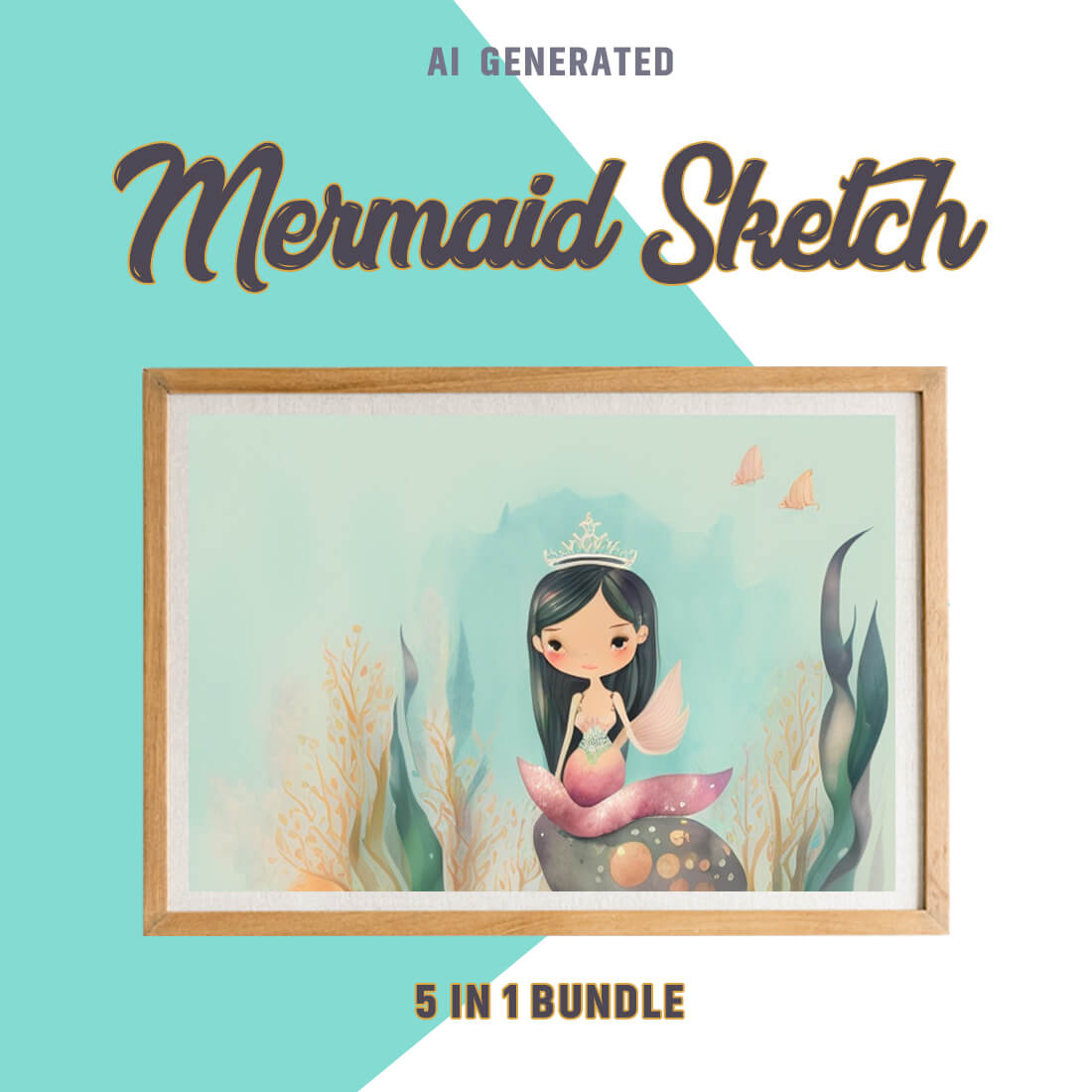 Free Creative & Cute Mermaid Watercolor Painting Art Vol 13 preview image.