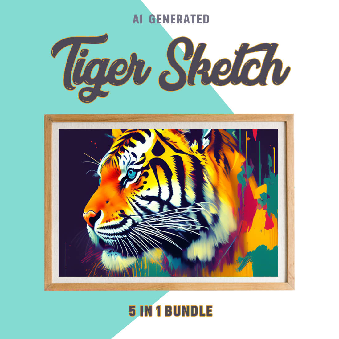 Free Creative & Cute Tiger Watercolor Painting Art Vol 06 preview image.