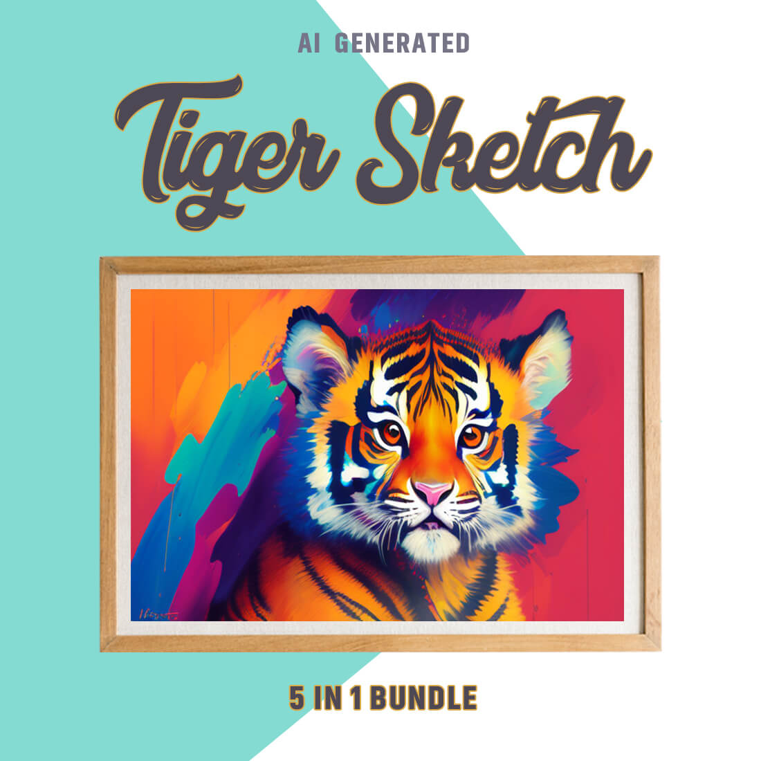 Free Creative & Cute Tiger Watercolor Painting Art Vol 10 preview image.