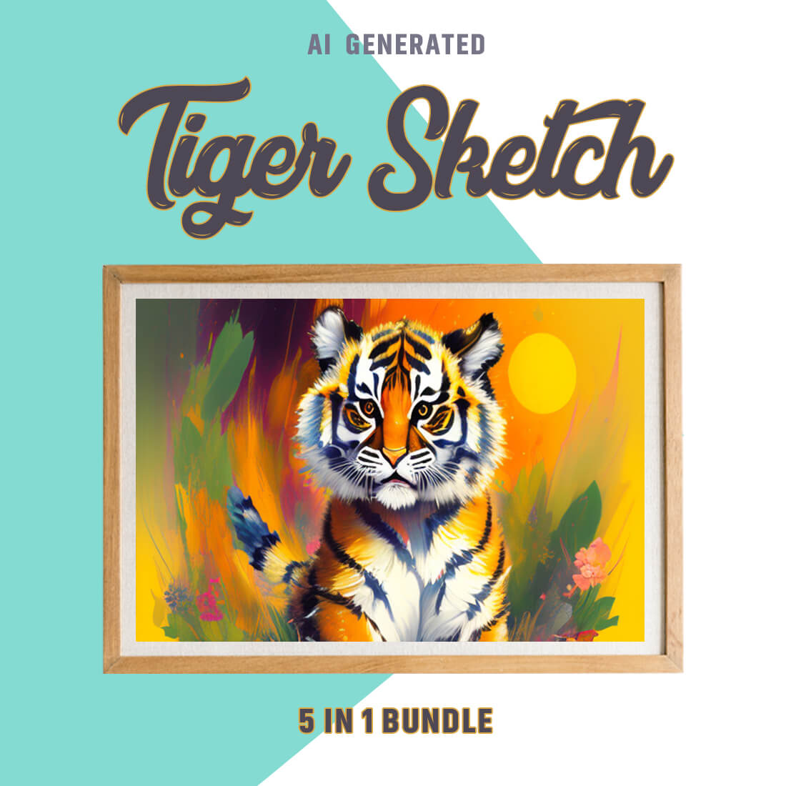 Free Creative & Cute Tiger Watercolor Painting Art Vol 02 preview image.