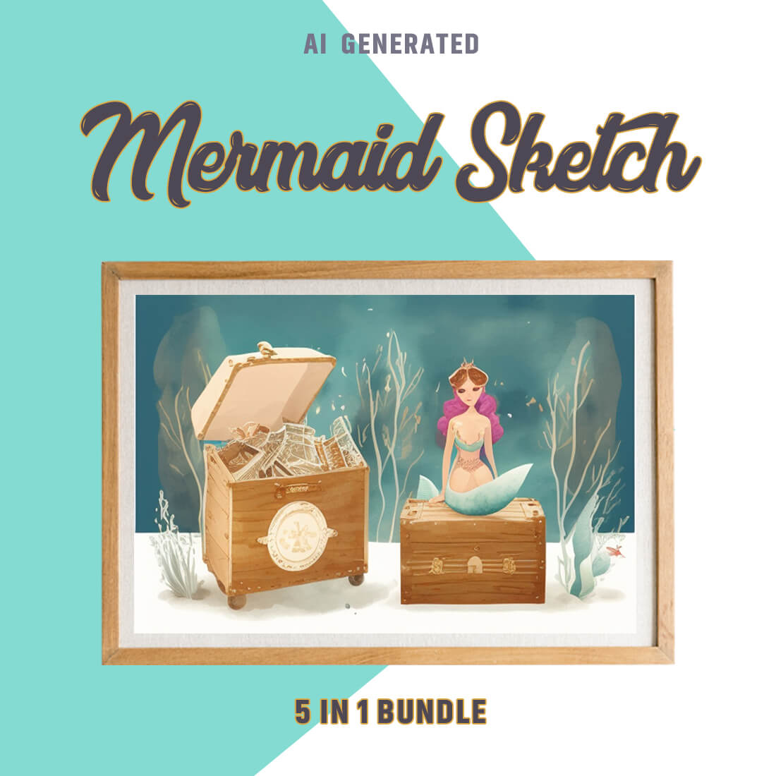 Free Creative & Cute Mermaid Watercolor Painting Art Vol 20 preview image.