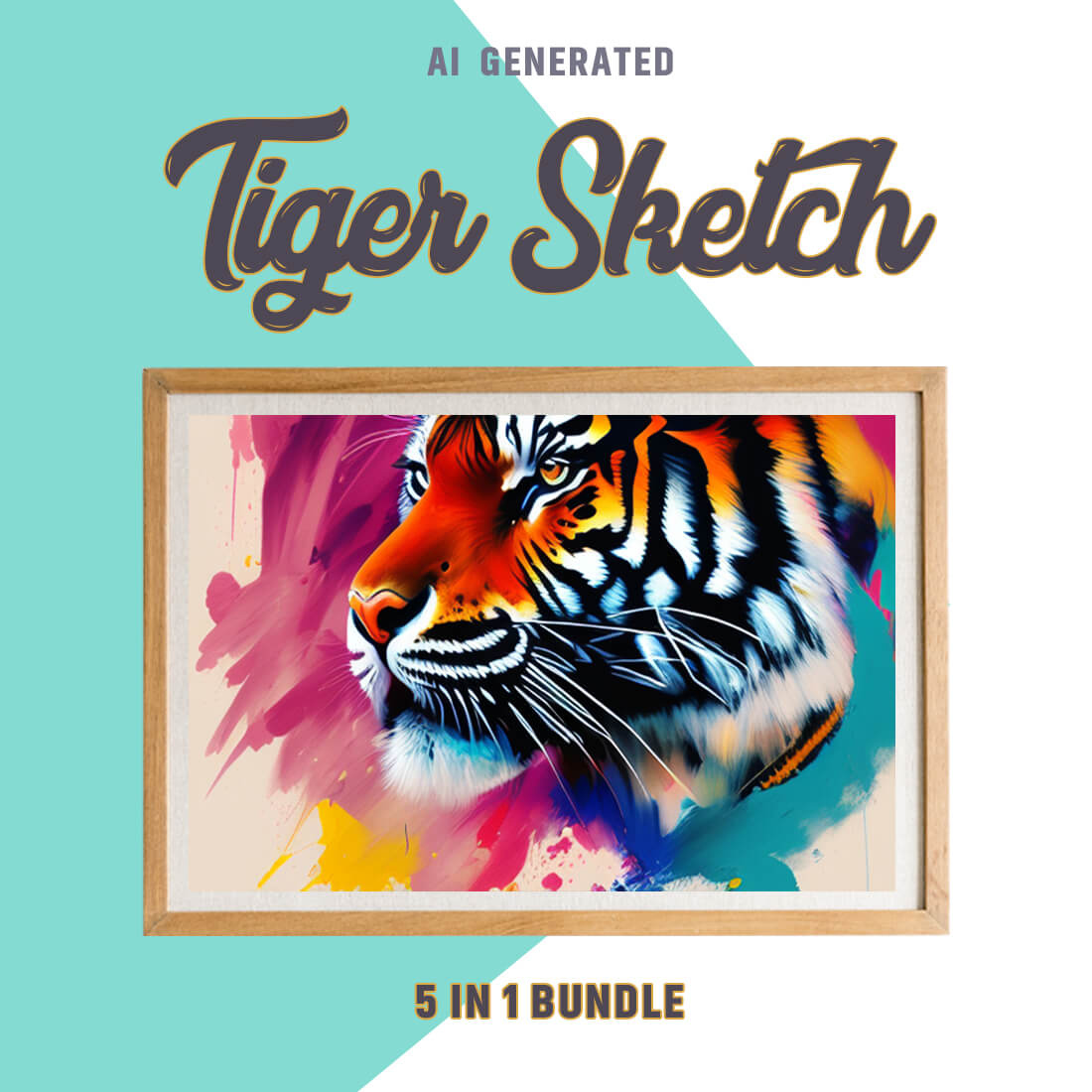 Free Creative & Cute Tiger Watercolor Painting Art Vol 05 preview image.