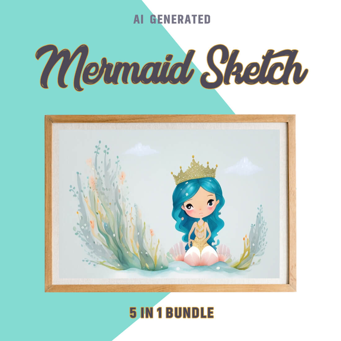 Free Creative & Cute Mermaid Watercolor Painting Art Vol 16 preview image.