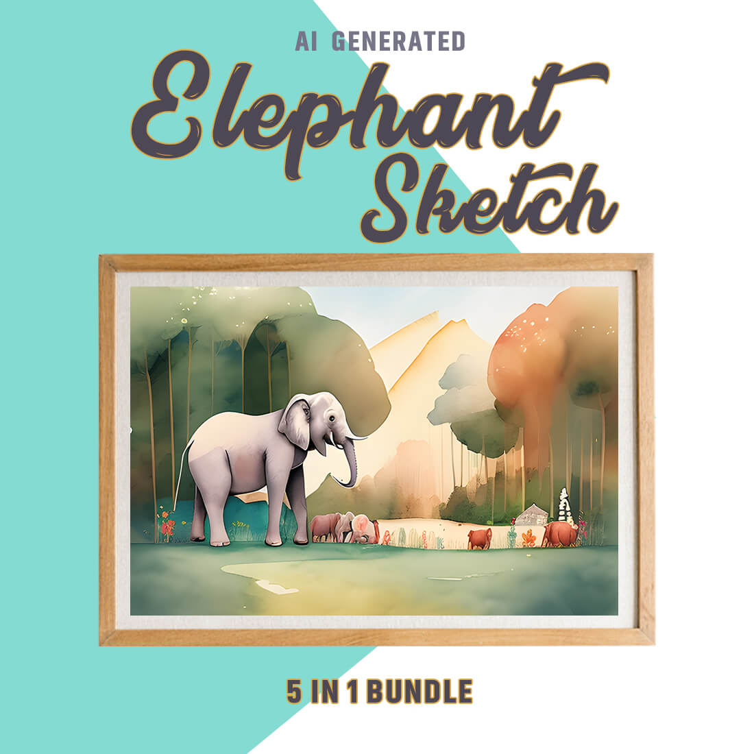 Free Creative & Cute Elephant Watercolor Painting Art Vol 14 preview image.