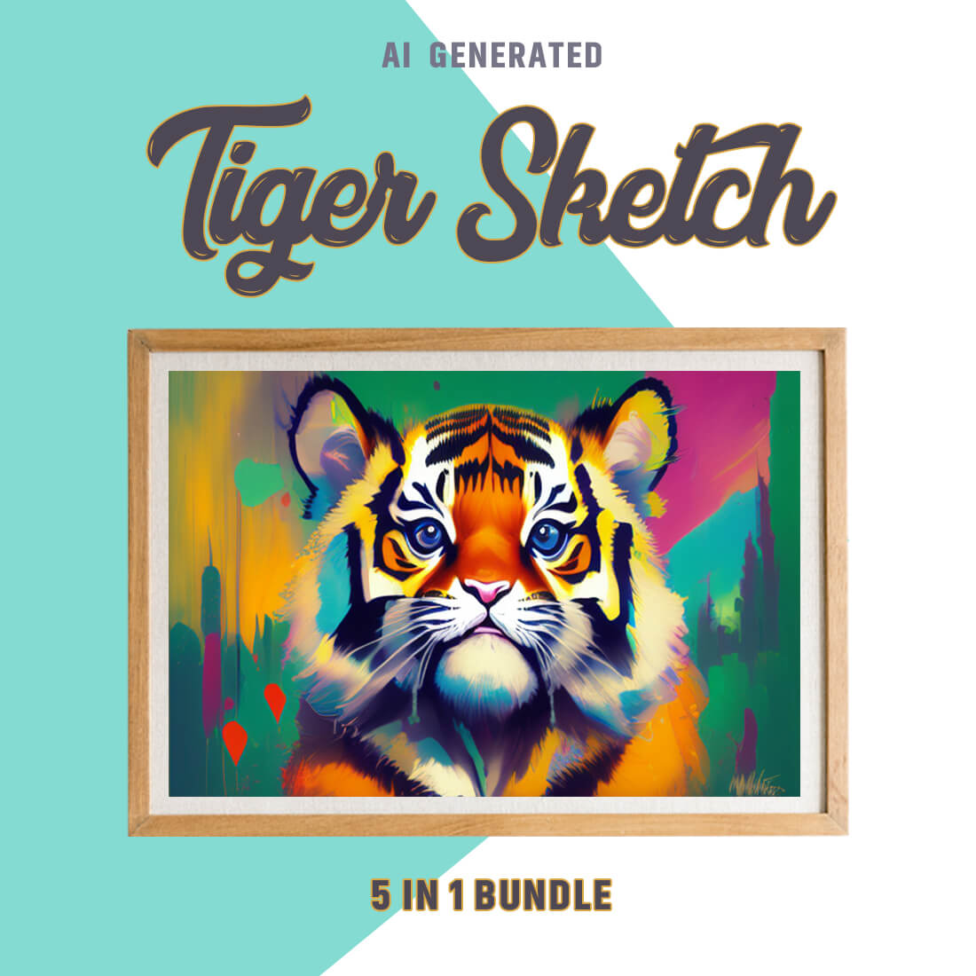 Free Creative & Cute Tiger Watercolor Painting Art Vol 09 preview image.