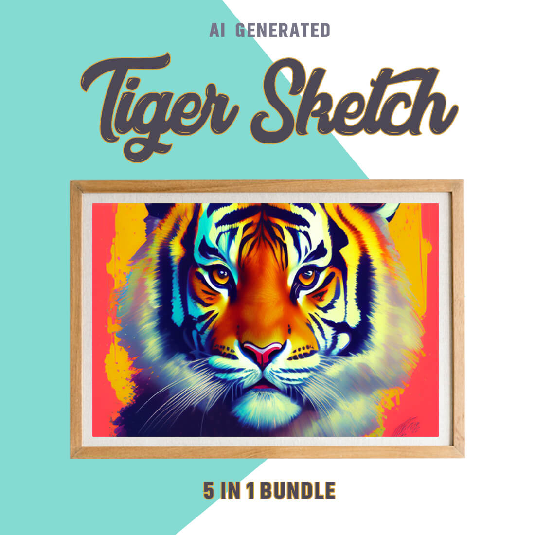 Free Creative & Cute Tiger Watercolor Painting Art Vol 08 preview image.