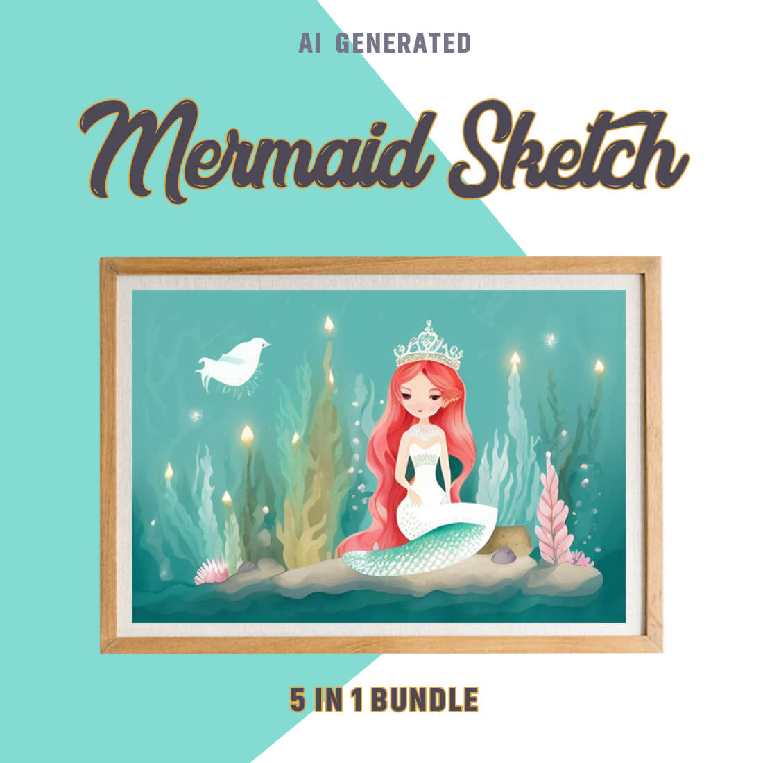 Free Creative & Cute Mermaid Watercolor Painting Art Vol 11 preview image.