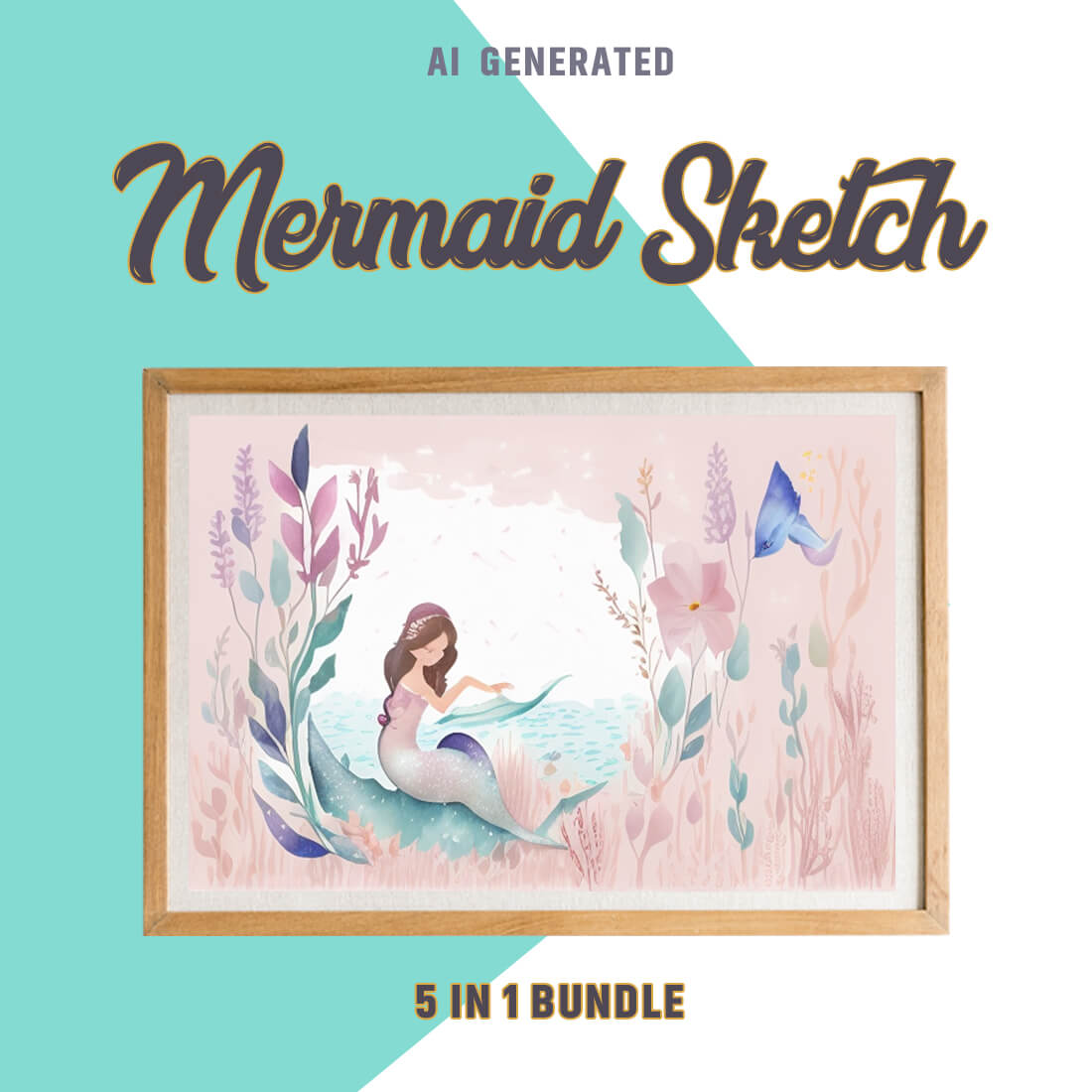 Free Creative & Cute Mermaid Watercolor Painting Art Vol 18 preview image.