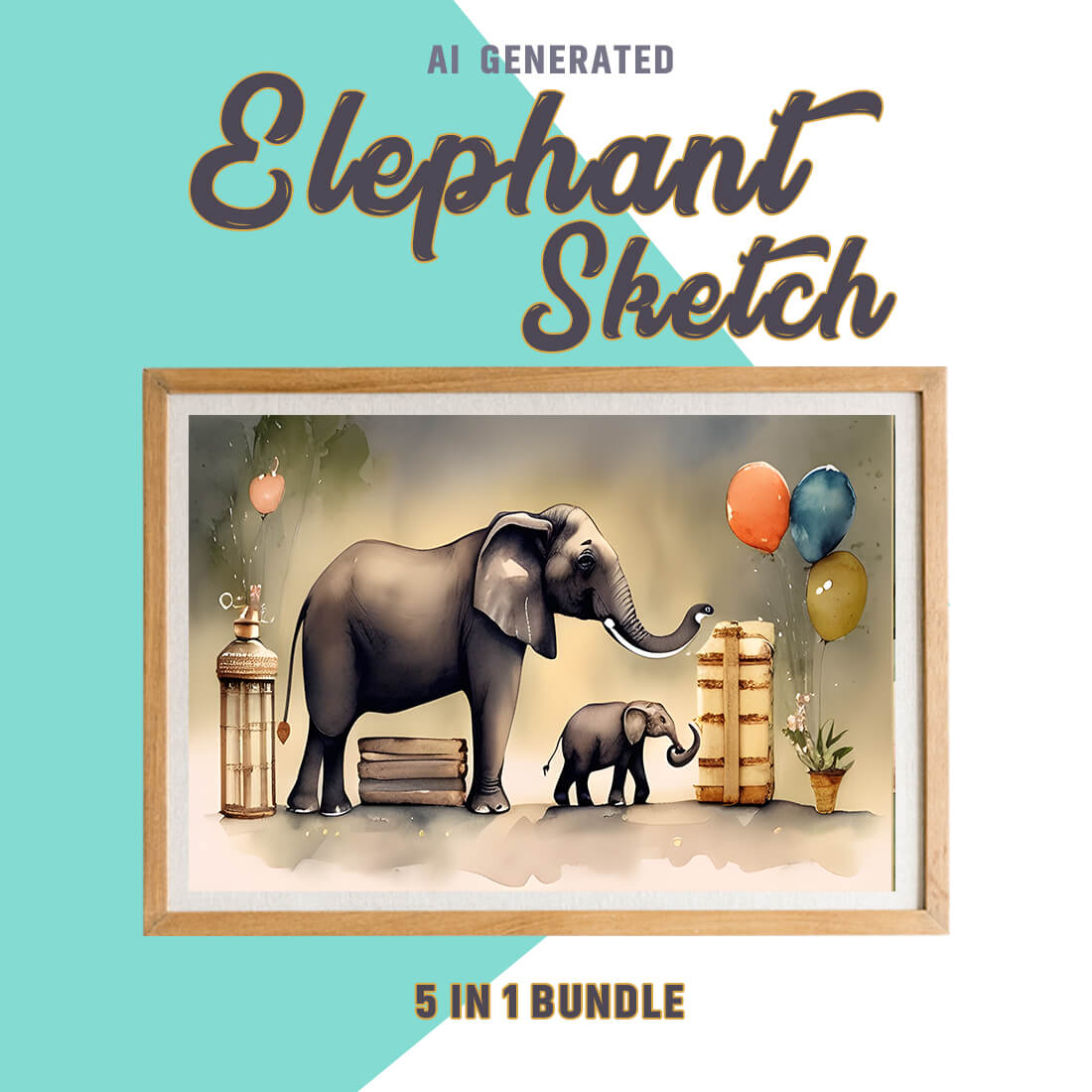 Free Creative & Cute Elephant Watercolor Painting Art Vol 5 preview image.