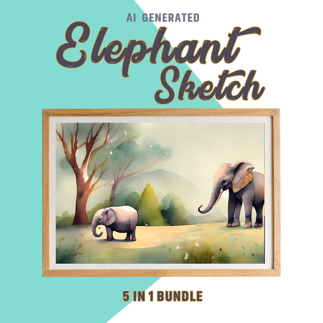 Free Creative & Cute Elephant Watercolor Painting Art Vol 13 preview image.