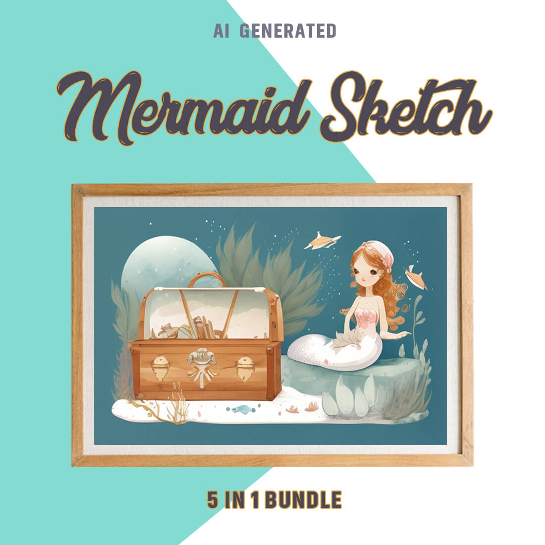 Free Creative & Cute Mermaid Watercolor Painting Art Vol 21 preview image.