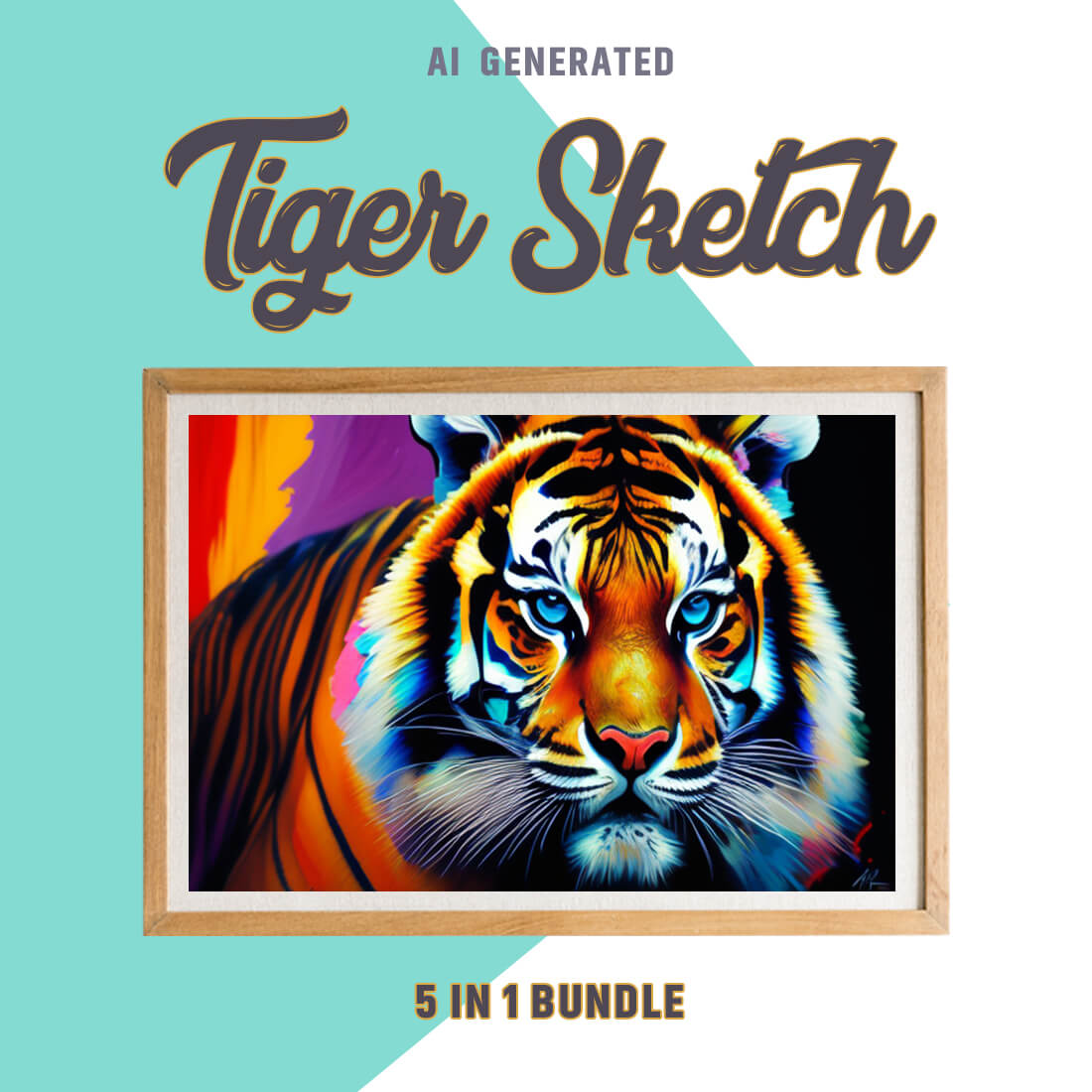 Free Creative & Cute Tiger Watercolor Painting Art Vol 07 preview image.