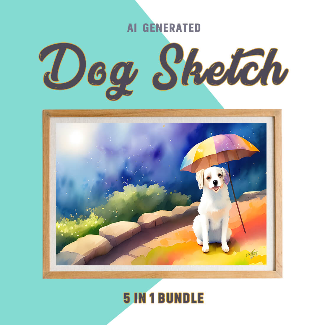Free Creative & Cute Dog Watercolor Painting Art Vol 13 preview image.