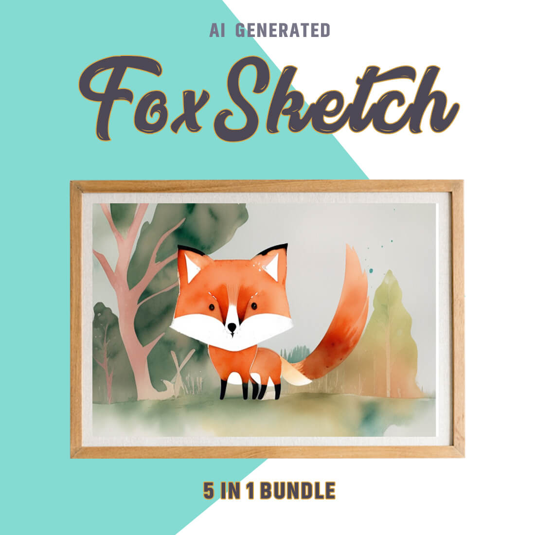 Free Creative & Cute Fox Watercolor Painting Art Vol 4 preview image.