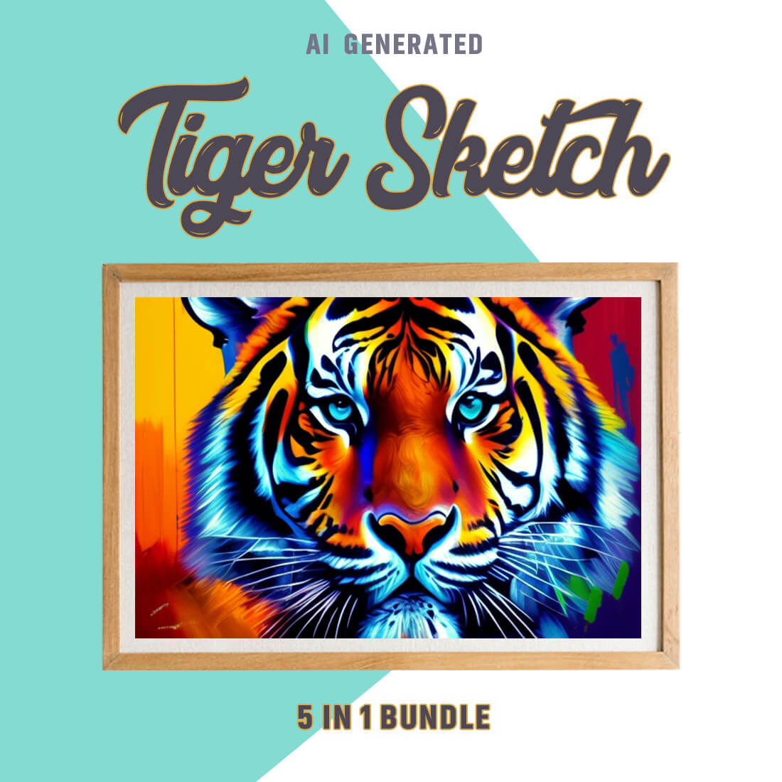 Free Creative & Cute Tiger Watercolor Painting Art Vol 19 preview image.