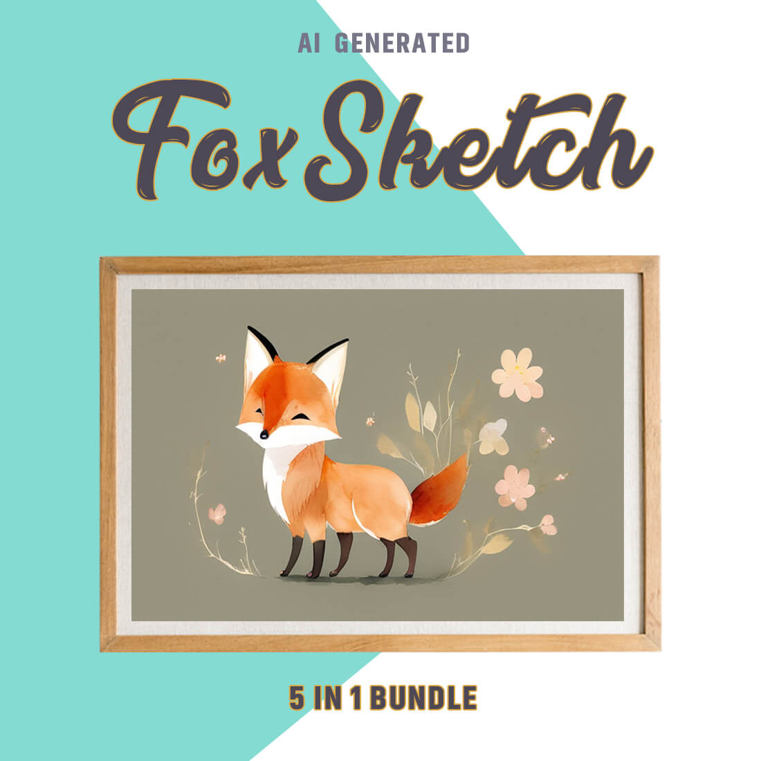 Free Creative & Cute Fox Watercolor Painting Art Vol 5 preview image.