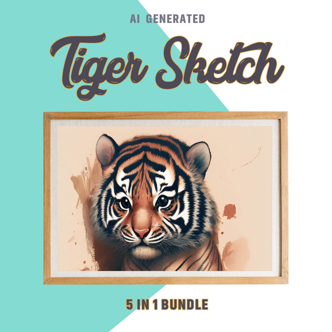 Free Creative & Cute Tiger Watercolor Painting Art Vol 20 preview image.