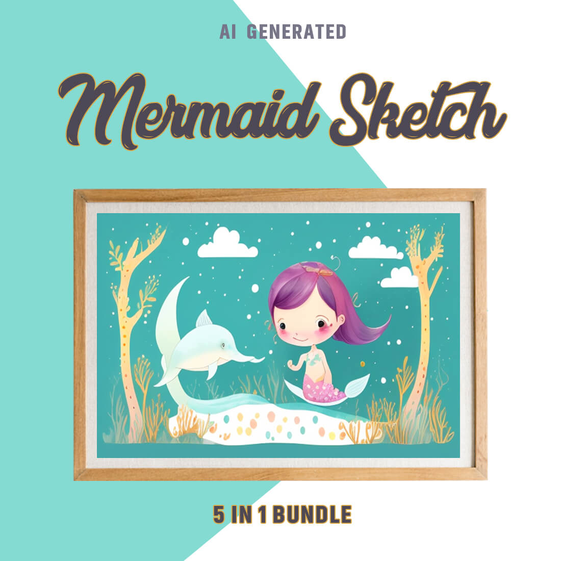 Free Creative & Cute Mermaid Watercolor Painting Art Vol 09 preview image.