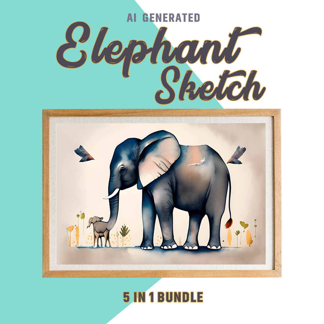 Free Creative & Cute Elephant Watercolor Painting Art Vol 7 preview image.