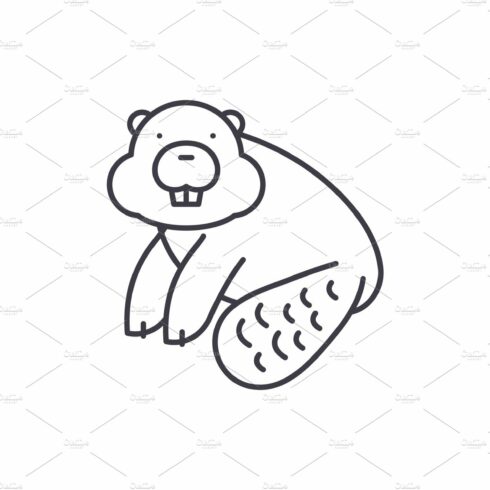 Beaver line icon concept. Beaver cover image.