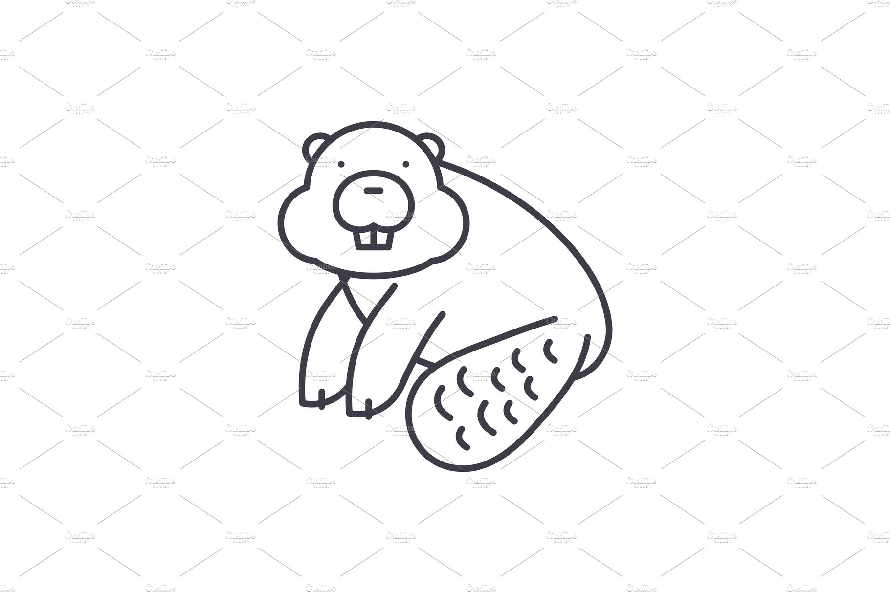 Beaver line icon concept. Beaver cover image.